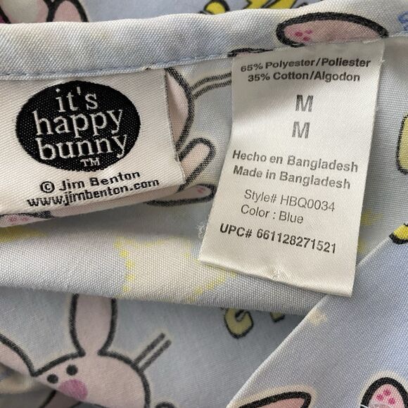 It’s Happy Bunny Jim Benton Scrub Top Women’s Size M Light Blue Pink White - Picture 5 of 6